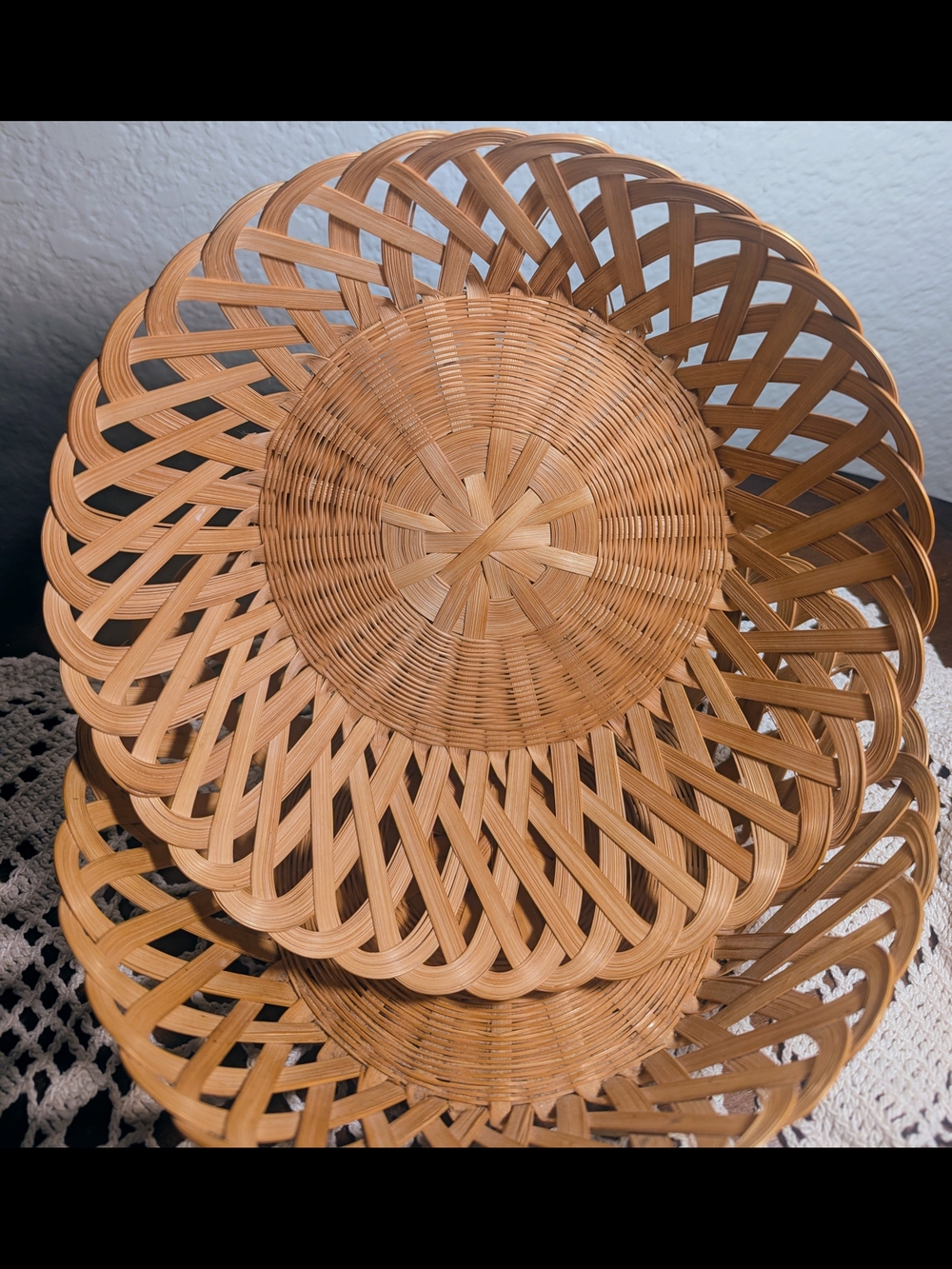 Rattan Bamboo Like Natural Woven Decorative Baskets - Tan